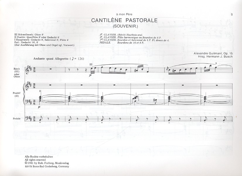 Cantilène pastorale op.15 für