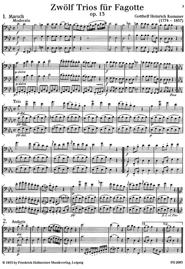 12 Trios op.13 für Fagotte