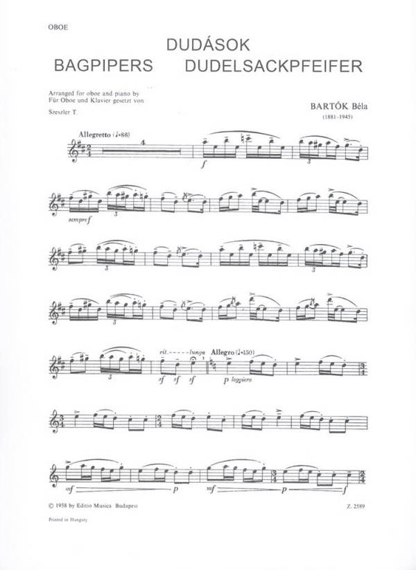 Dudelsackpfeifer für Oboe und Klavier