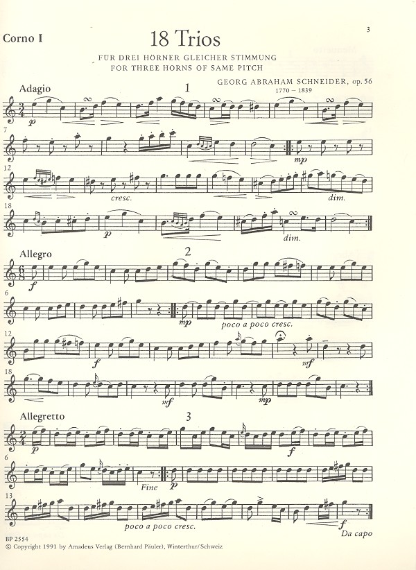 18 Trios op.56 für 3 Hörner