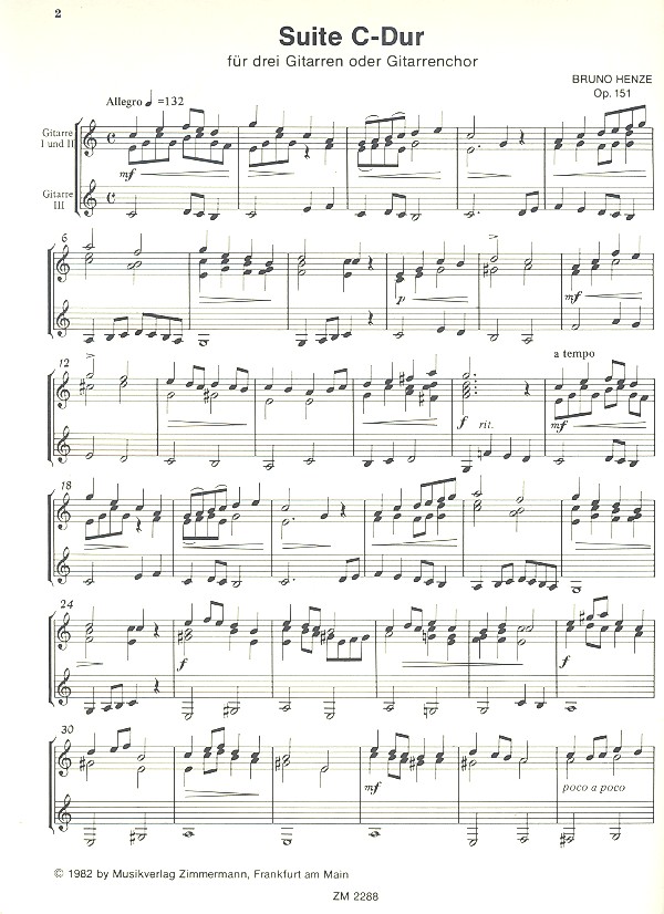 Suite C-Dur op.151 für 3 Gitarren