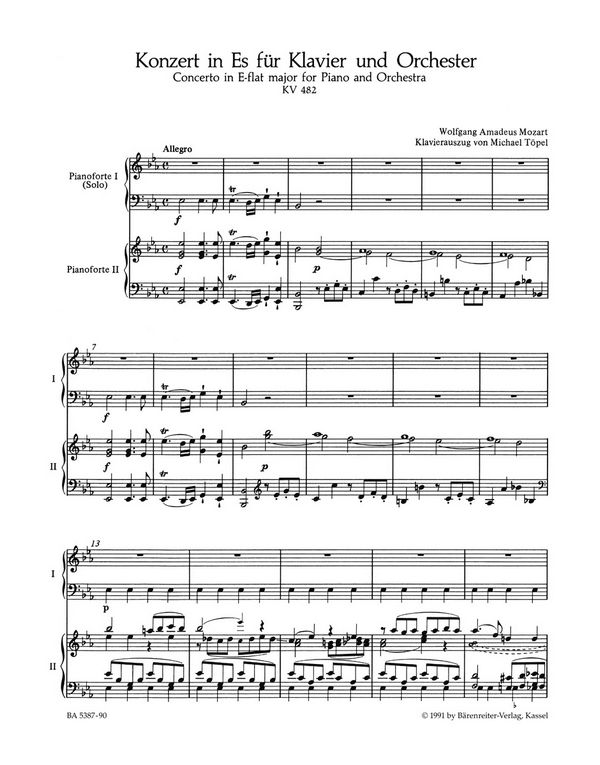 Konzert Es-Dur KV482 für Klavier und Orchester 