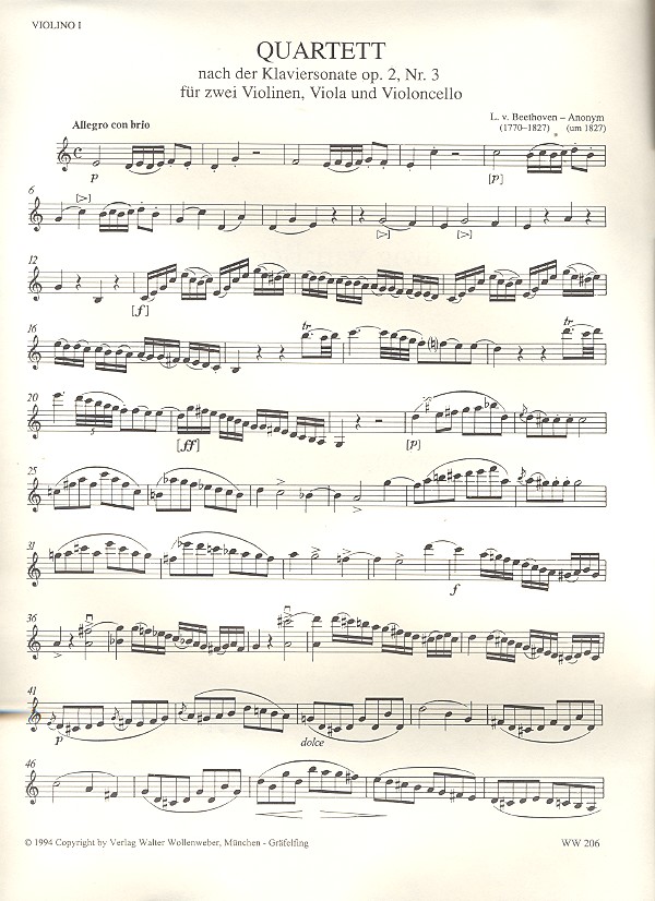 Streichquartett nach der Klaviersonate