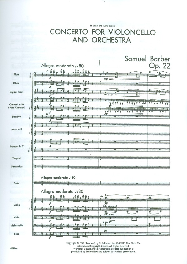 Concerto op.22 for cello and