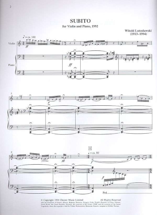 Subito for violin and