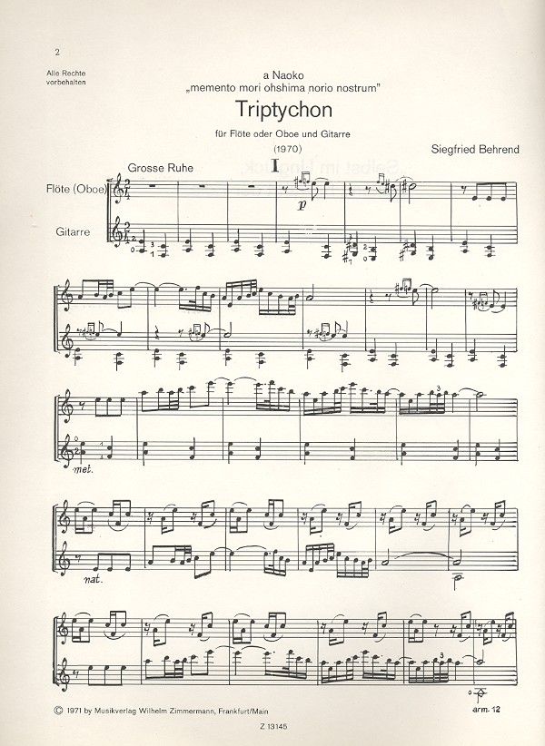 Triptychon für Flöte (Oboe) und