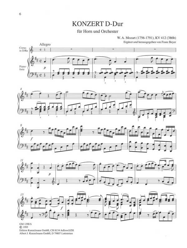 Konzert D-Dur KV412