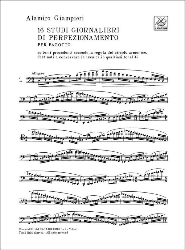 16 studi giornalieri di perfezionamento 