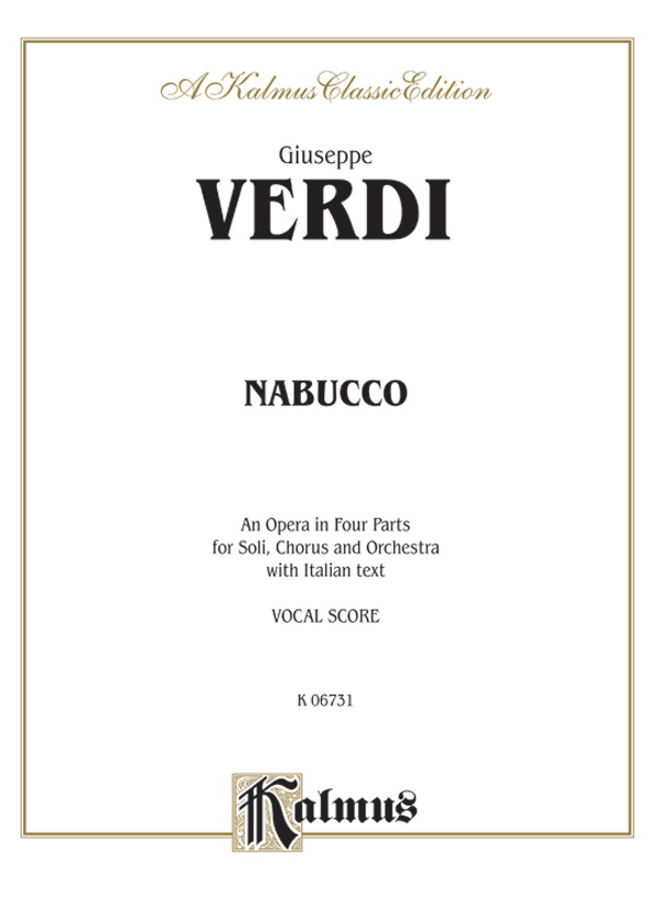 Nabucco vocal score opera in 4 parts for soli, chorus