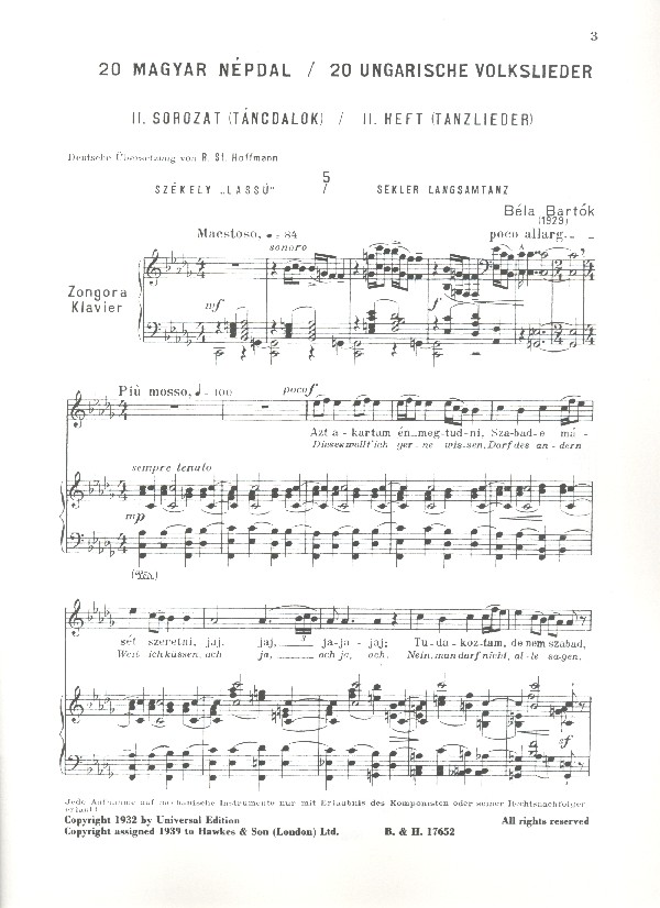 20 Ungarische Volkslieder Band 2 (Nr.5-8)