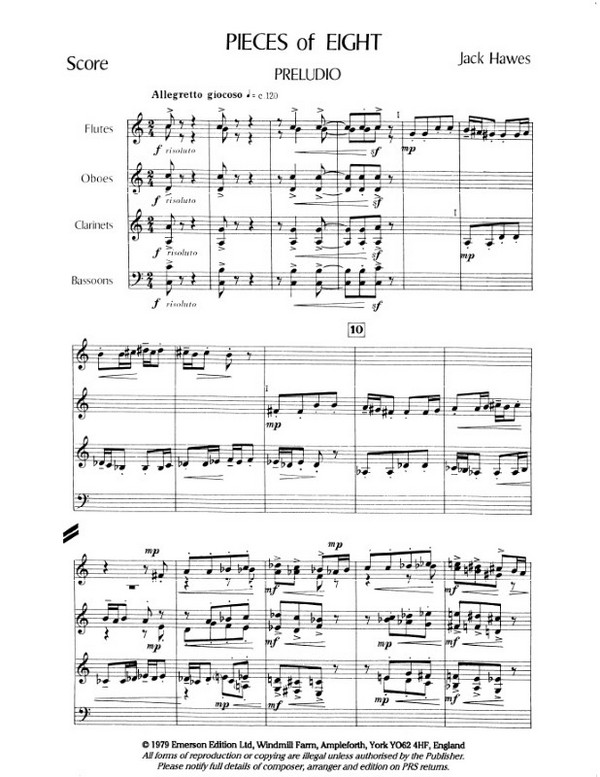 Pieces of Eight for 2 flutes,