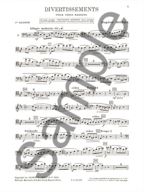 Divertissements pour 3 bassons