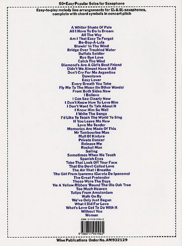 50 + easy popular Solos for Sax: