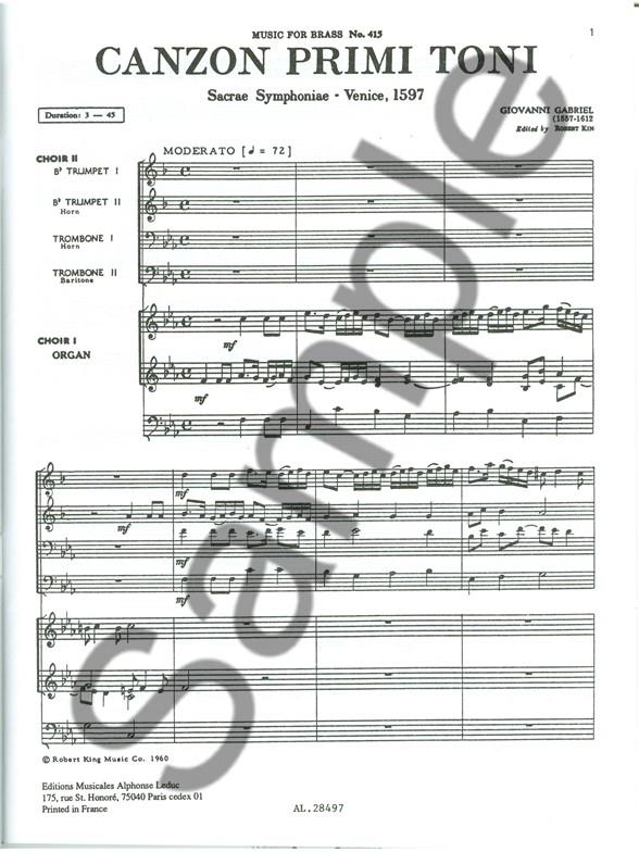 CANZON PRIMI TONI FOR 4-PART