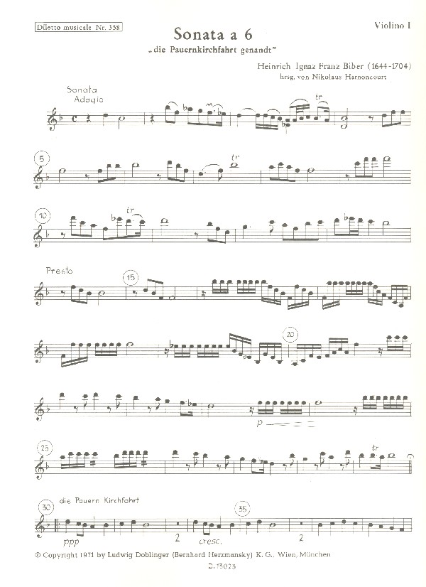 Sonata a 6 B-Dur für Violine solo,