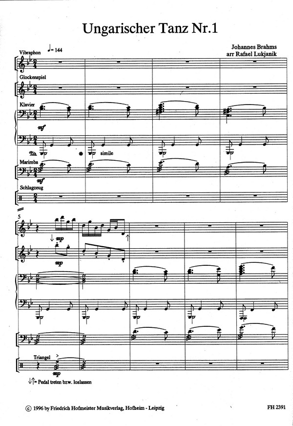 Ungarischer Tanz Nr.1 für Percussion-