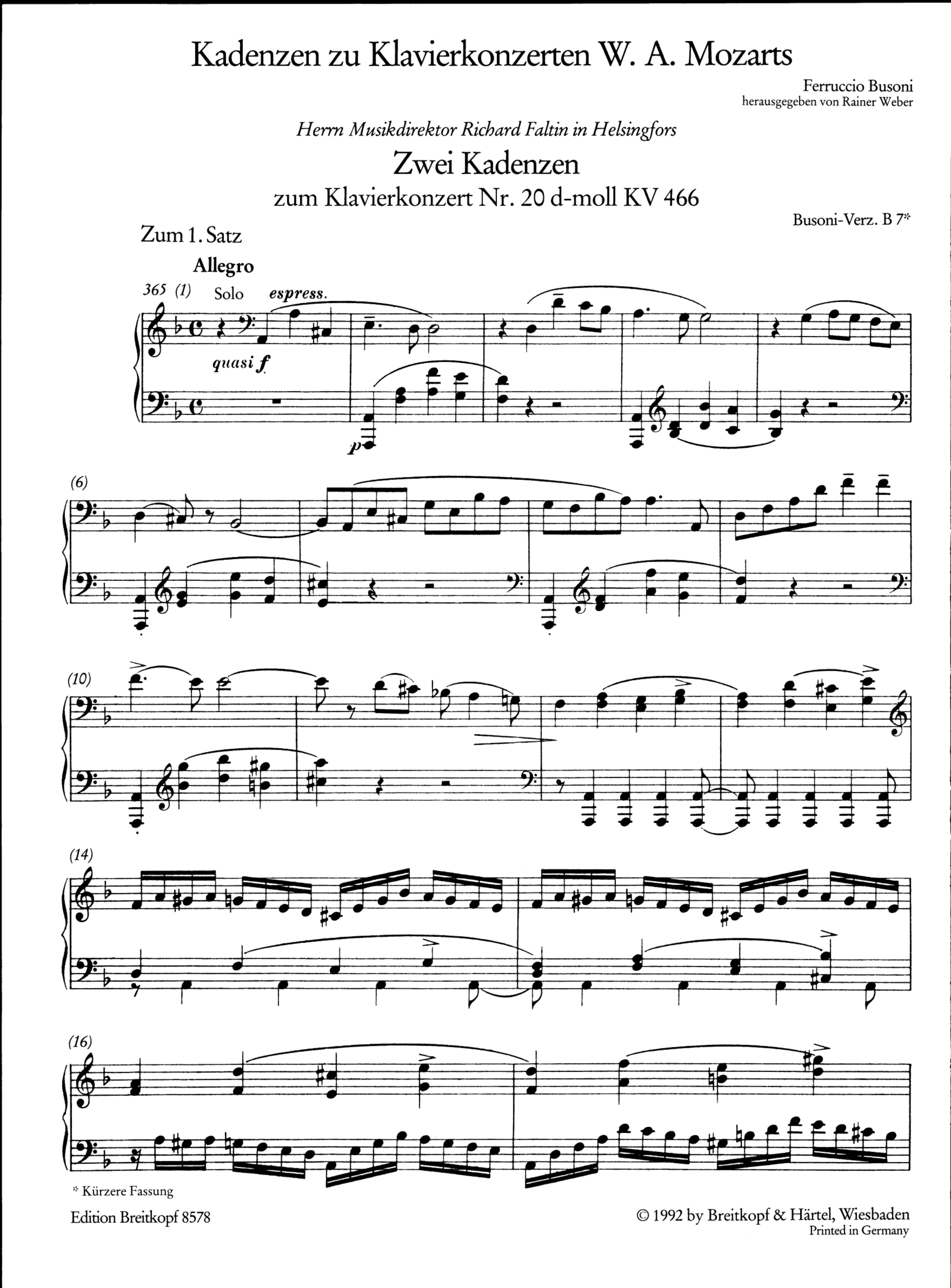 Kadenzen zu Klavierkonzerten Wolfgang Amadeus Mozarts Band 2