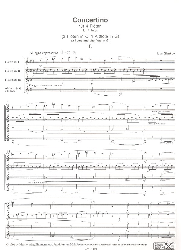 Concertino für 4 Flöten