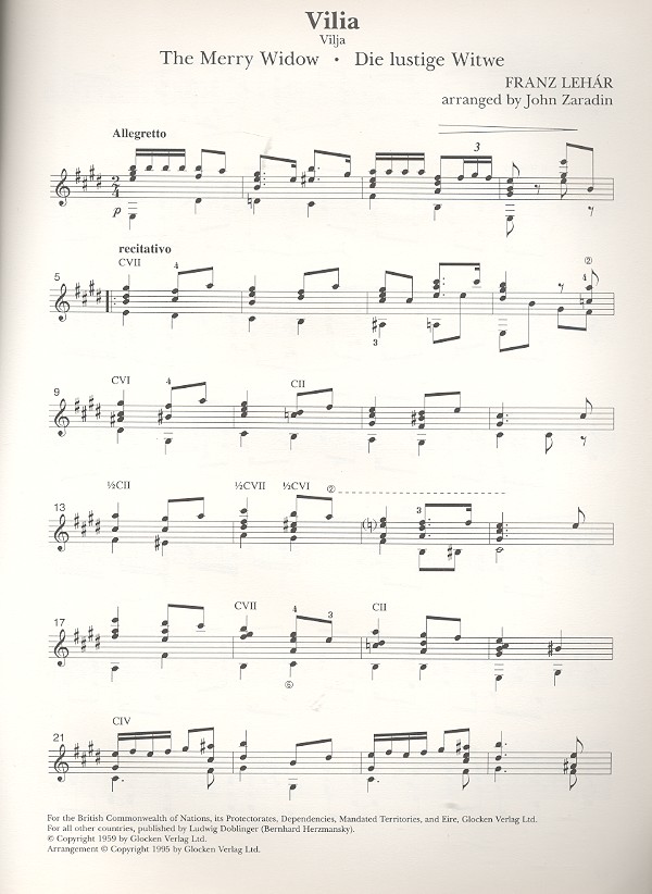 Franz Lehar for Classical Guitar