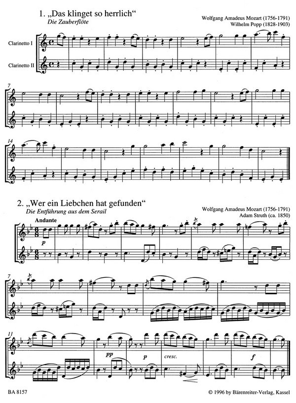 Classic Hits für 2 Klarinetten