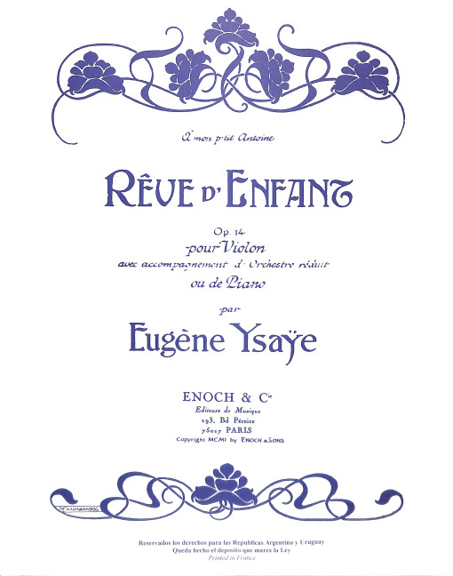 Reve d'enfant op.14