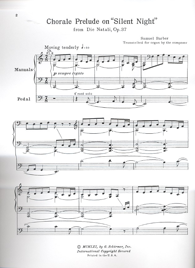 Chorale Prelude on Silent Night from Die Natali op.37