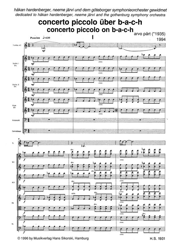 Concerto piccolo über B-A-C-H