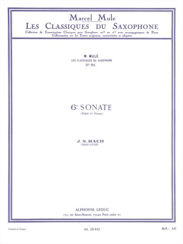 Sonate no.6 pour saxophone alto