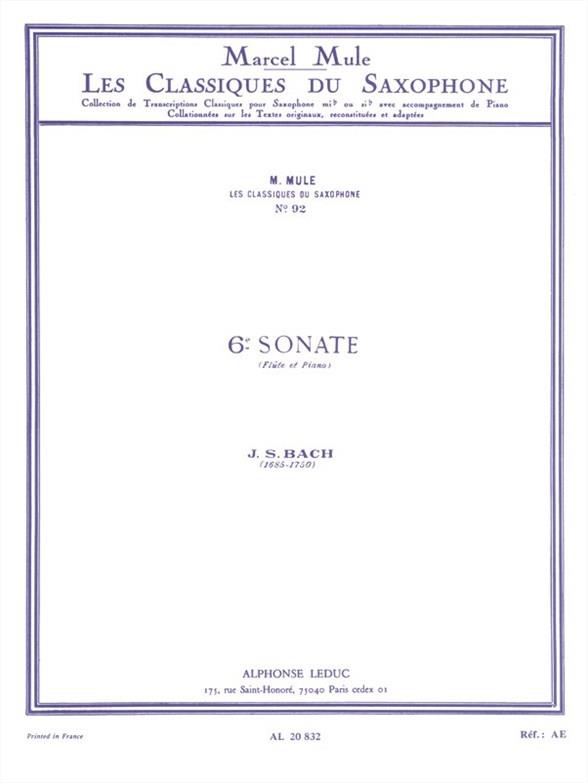 Sonate no.6 pour saxophone alto