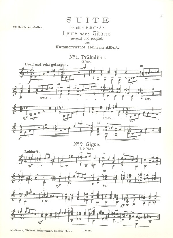 Suite im alten Stil für Laute (Gitarre)