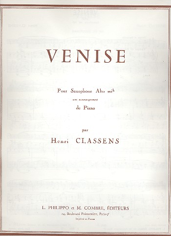 Venise pour saxophone alto mi b