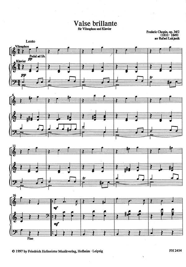 Valse brillante op.34,2 für Vibraphon