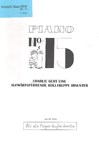 Charlie geht eine aufwärtsführende Rolltreppe hinunter