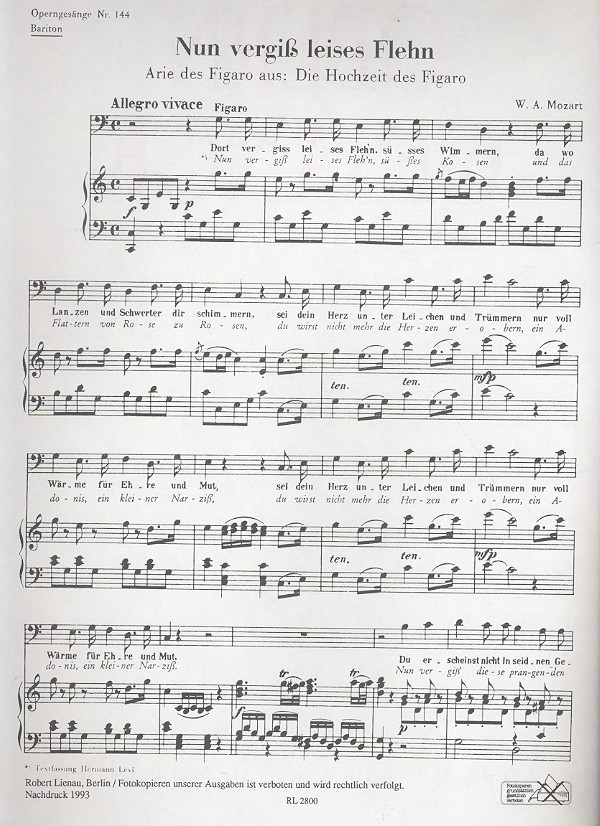 Nun vergiß leises Flehen (aus 'Die Hochzeit des Figaro')