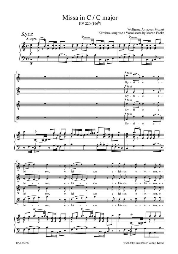 Missa C-Dur KV220