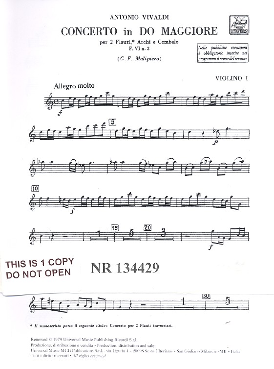 Concerto C-Dur F.VI:2 für 2 Flöten,