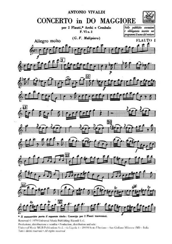 Concerto C-Dur F.VI:2 für 2 Flöten,