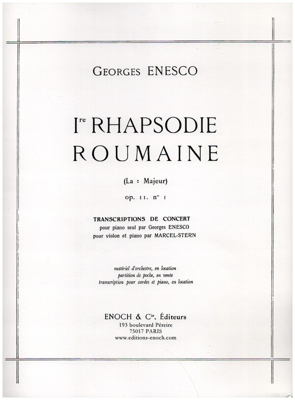 Rhapsodie Roumaine la majeur op.11,1