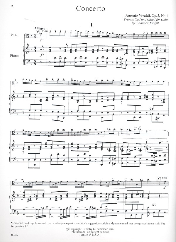 Concerto d minor op.3,6 for viola
