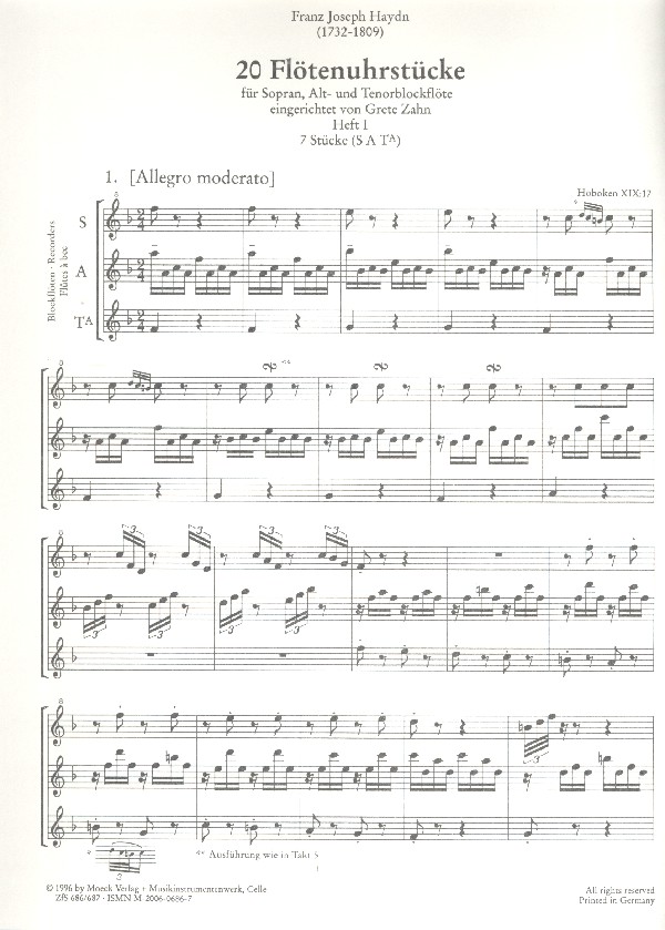 20 Flötenuhrstücke Band 1 (Nr.1-7)