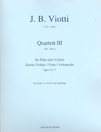 Quartett Es-Dur op.22,3 für Flöte (Vl) und Streichtrio