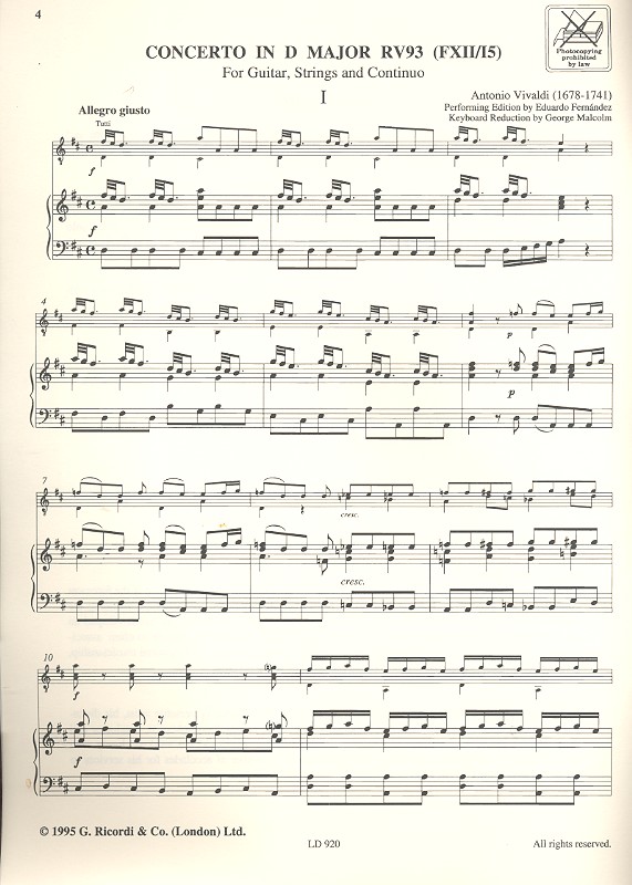 Guitar concerto D major RV93