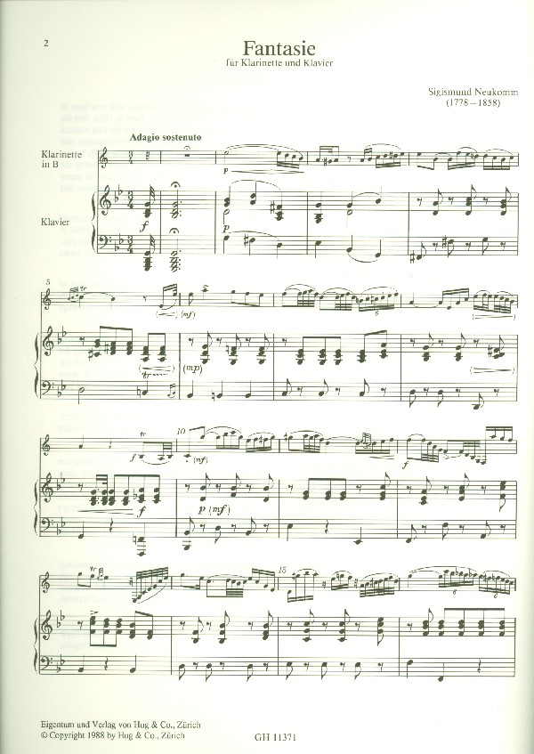 Fantasie für Klarinette und Klavier