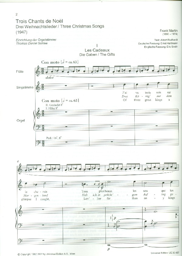 3 Chants de Noel für Flöte,