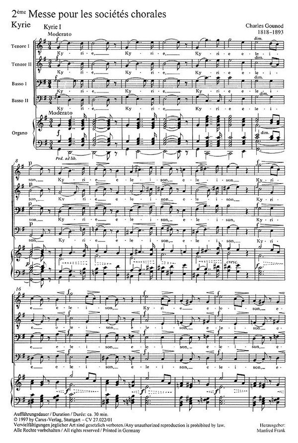 Messe Nr.2 pour les sociétés chorales