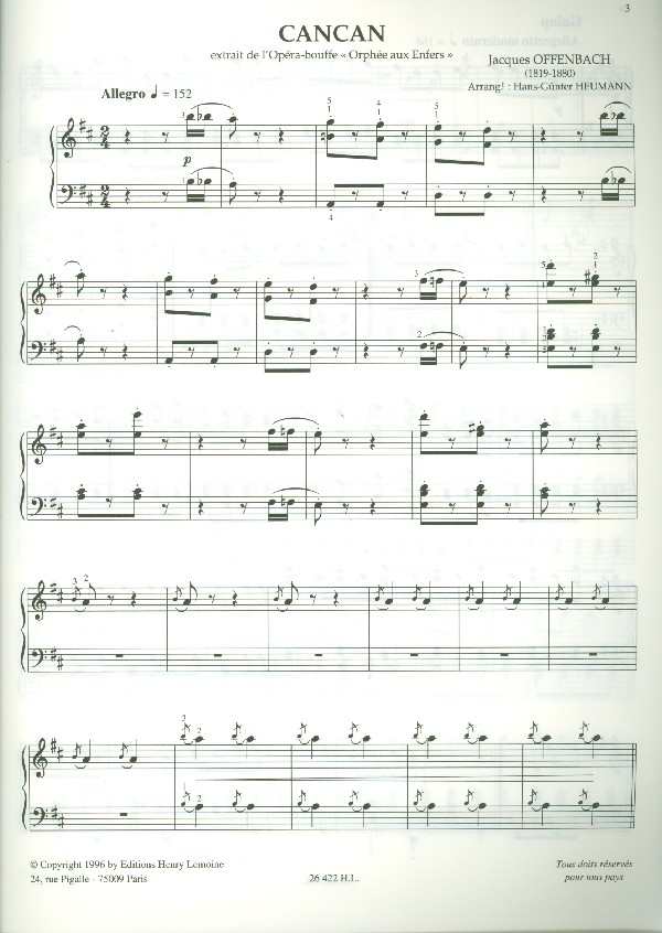 Cancan pour piano, extrait de