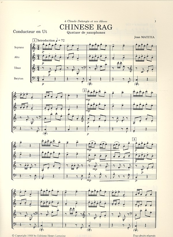Chinese rag pour quatuor de
