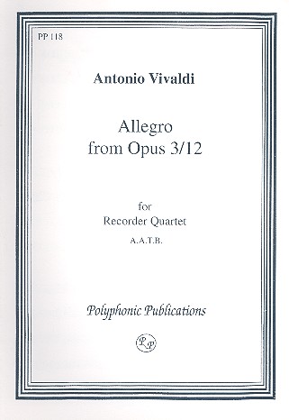 Allegro from op.3,12 for 4 recorders (AATB)