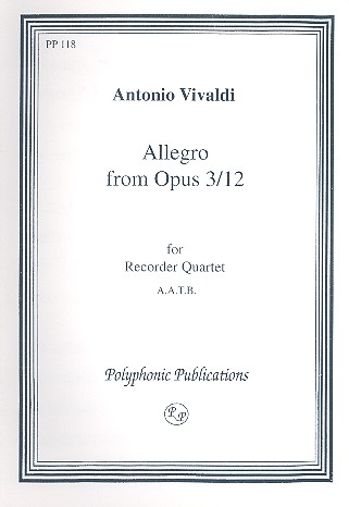 Allegro from op.3,12 for 4 recorders (AATB)