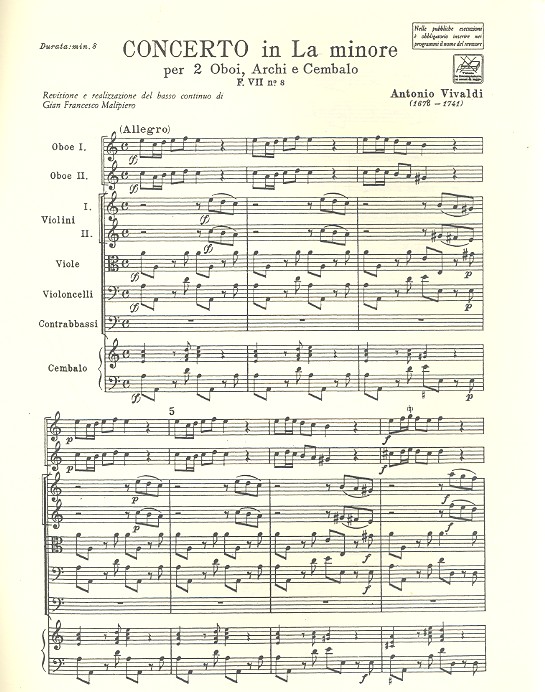 Konzert a-Moll F.VII:8 für 2 Oboen,